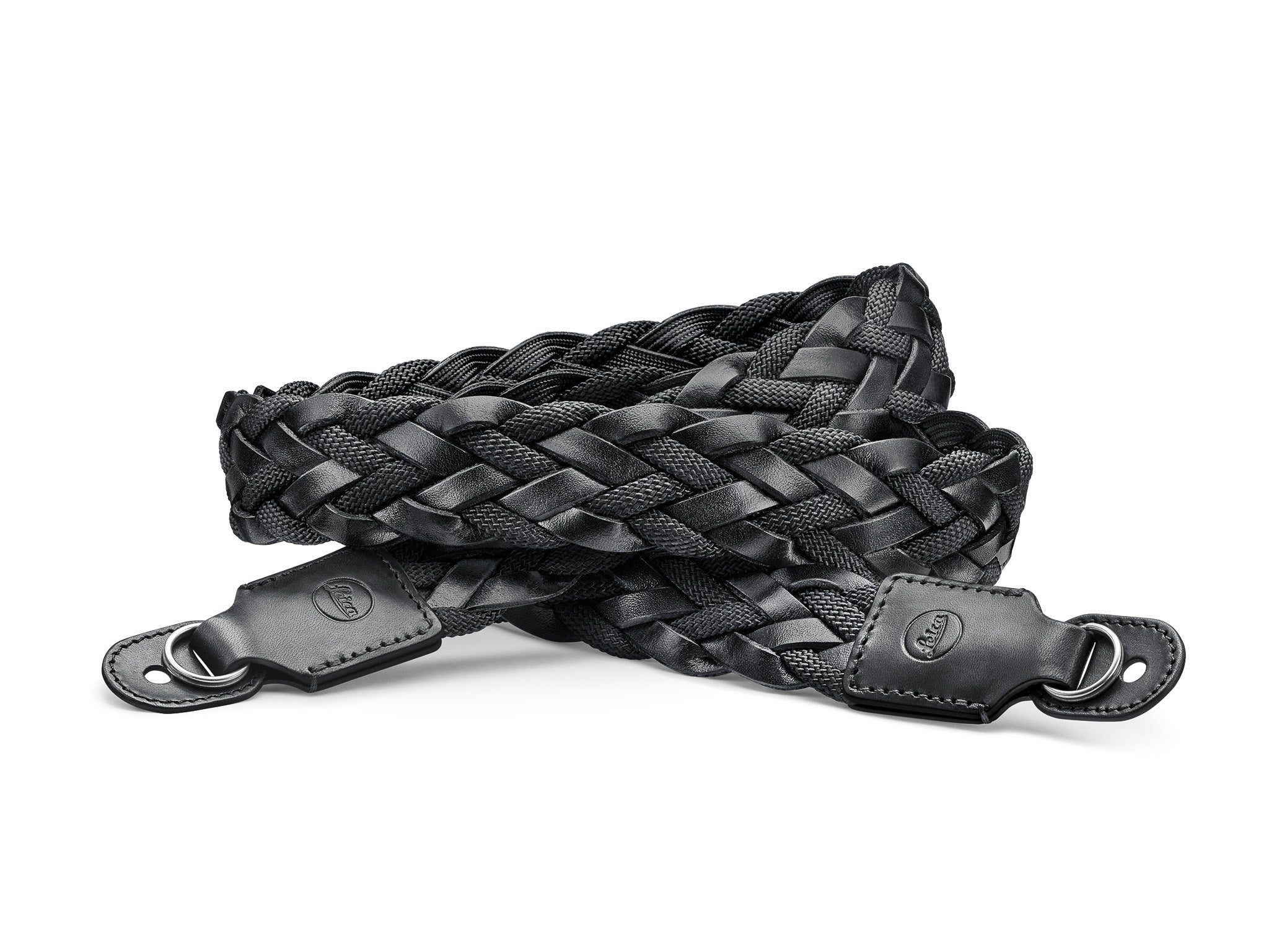 Carrying Strap, flat braided rayon & leather cord