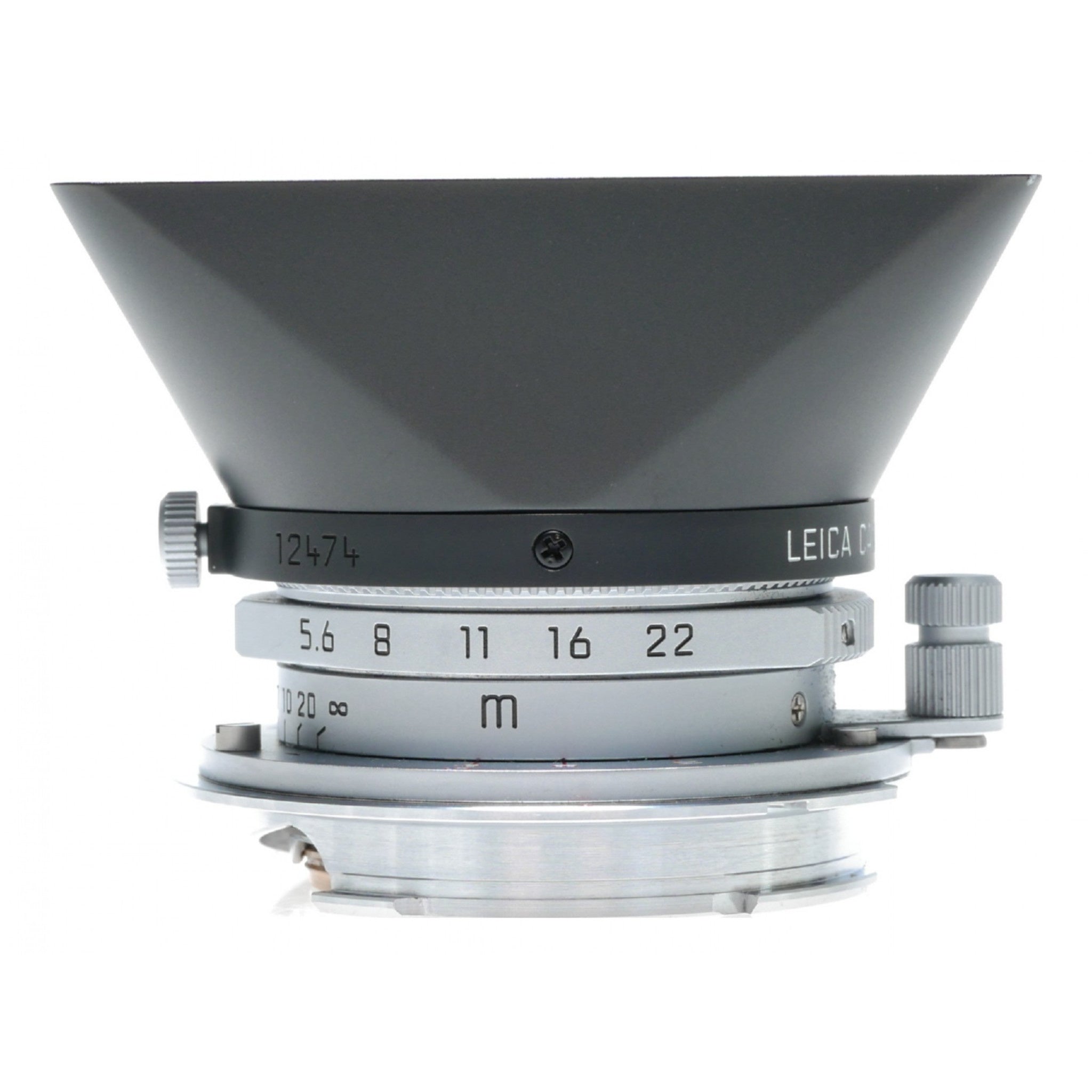 Lens Hood for M 28mm f/5.6, brass, black chrome finish