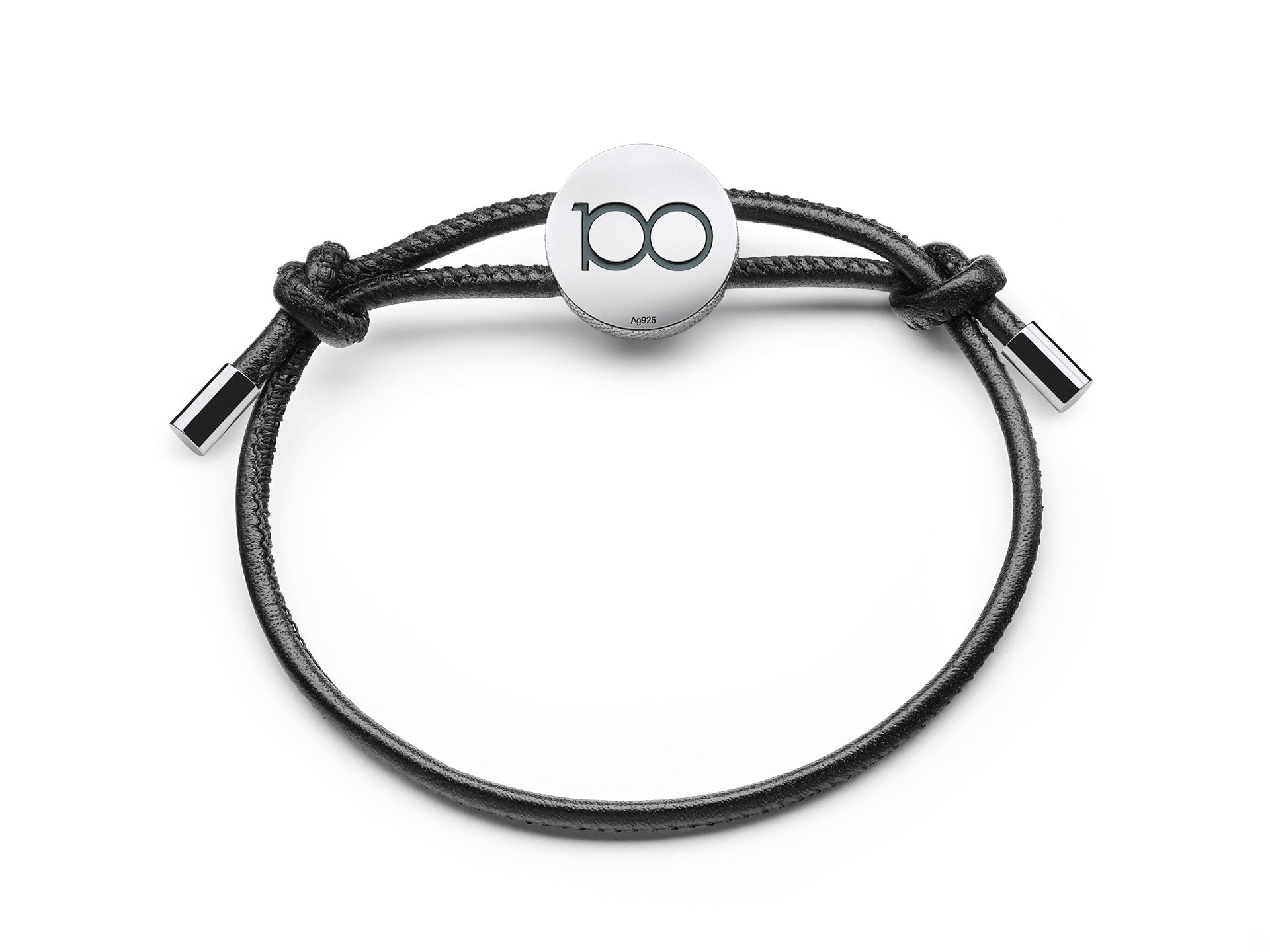 Bracelet with Pendant, leather, black, 100 Years of Leica