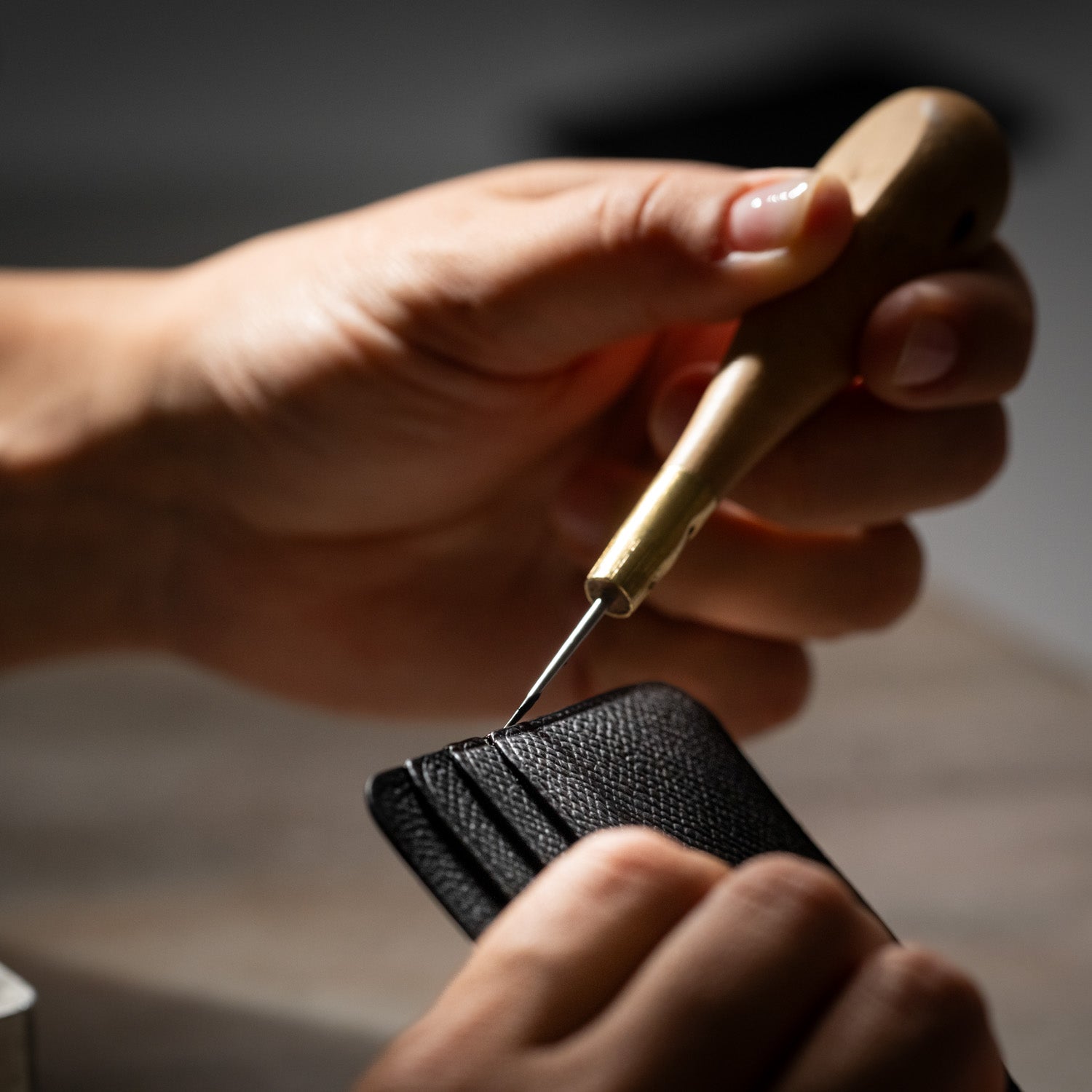 Cardholder horizontal, leather, black