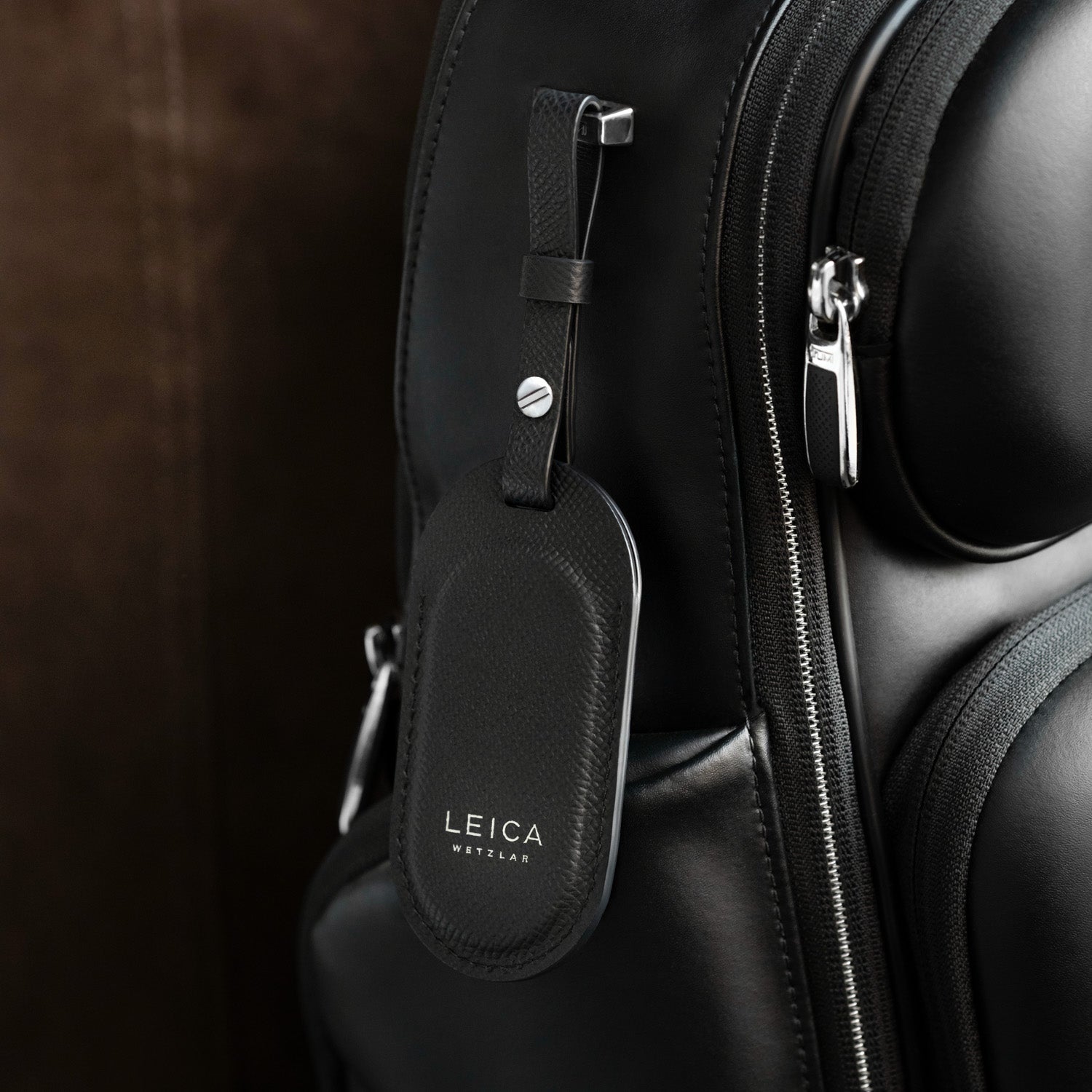 Luggage Tag, leather, black