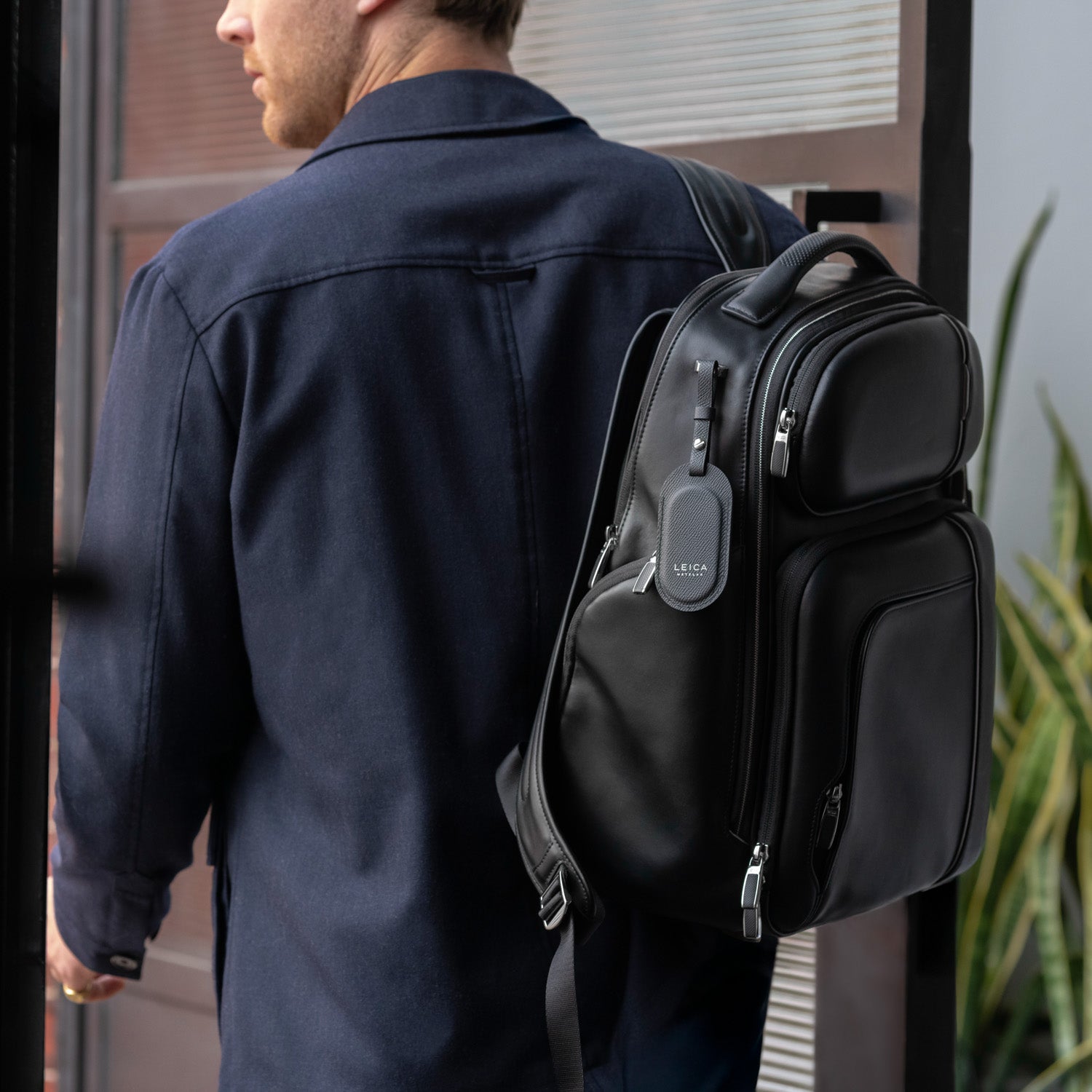 Luggage Tag, leather, black